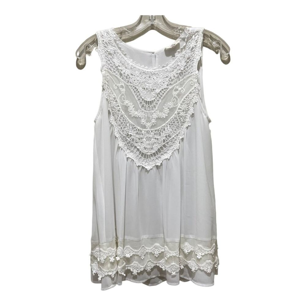 ENTRO Crochet & Lace Trim Tank Top White Size Small - Picture 2 of 7